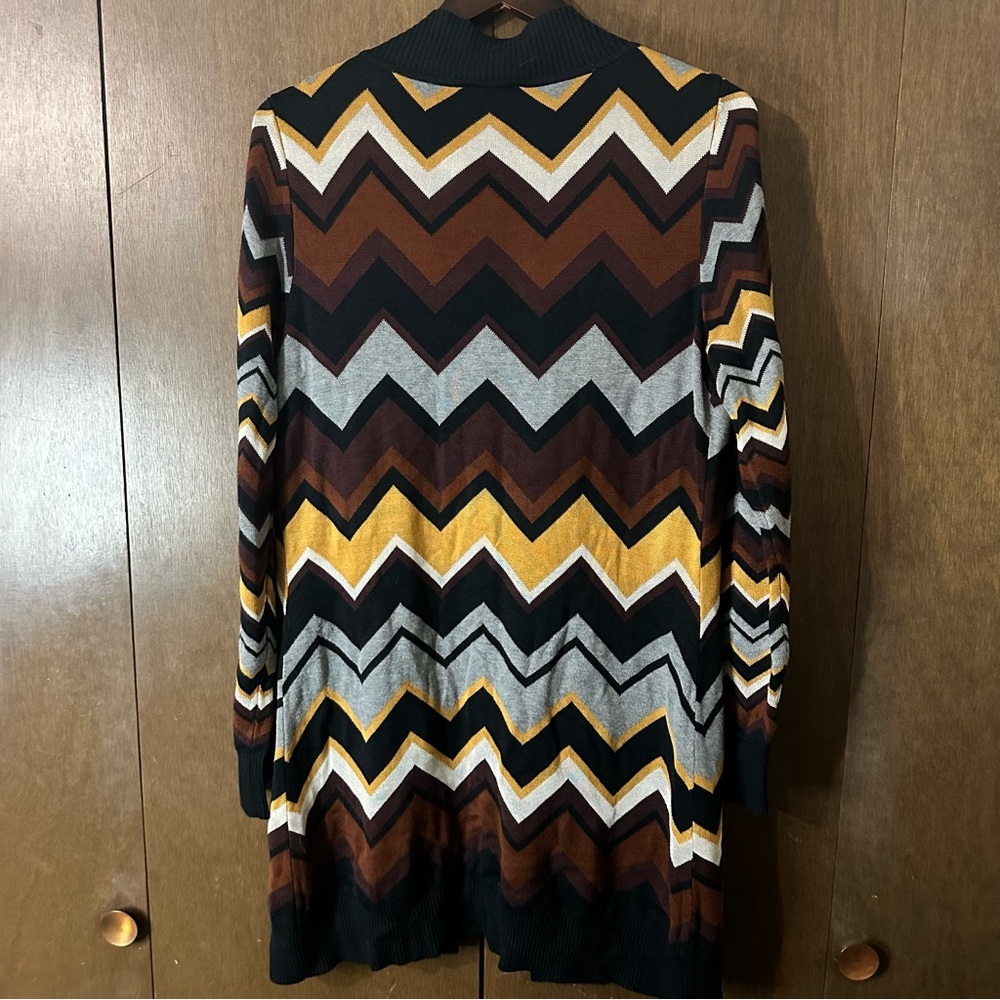 MISSONI Target Open Cardigan Sweater Zig Zag Chevron Yellow Black Brown Size L - Picture 7 of 12